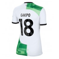 Camiseta Liverpool Cody Gakpo #18 Segunda Equipación Replica 2023-24 para mujer mangas cortas